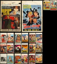 4h0767 LOT OF 24 FORMERLY FOLDED BELGIAN POSTERS 1950s-1960s a variety of cool movie images!