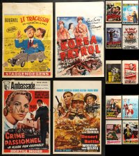 4h0791 LOT OF 14 FORMERLY FOLDED BELGIAN POSTERS 1950s-1970s great images from a variety of movies!