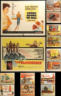 4h0715 LOT OF 18 FORMERLY FOLDED COWBOY WESTERN HALF-SHEETS 1950s a variety of movie images!