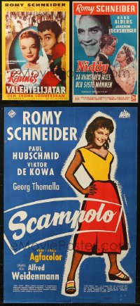 4h0639 LOT OF 5 UNFOLDED ROMY SCHNEIDER FINNISH POSTERS 1950s great images from several titles!