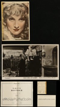 4h0014 LOT OF 3 MARLENE DIETRICH MISCELLANEOUS ITEMS 1930s-1960s photo, collector card, program!