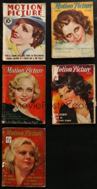 4h0977 LOT OF 5 MOTION PICTURE MOVIE MAGAZINES 1930s filled with great images & information!