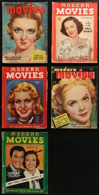 4h0978 LOT OF 5 MODERN MOVIES MOVIE MAGAZINES 1937-1938 filled with great images & information!