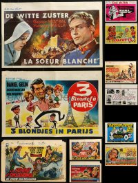 4h0794 LOT OF 13 FORMERLY FOLDED HORIZONTAL BELGIAN POSTERS 1950s-1970s cool movie images!