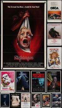 4h0099 LOT OF 18 FOLDED 1960S-80S HORROR/SCI-FI ONE-SHEETS 1960s-1980s cool movie images!