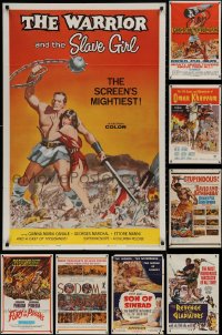 4h0105 LOT OF 12 FOLDED 1950S-60S SWORD AND SANDAL ONE-SHEETS 1950s-1960s cool movie images!