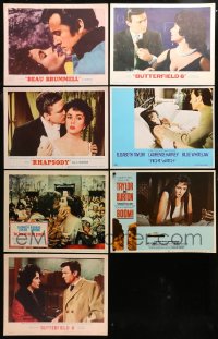 4h0246 LOT OF 7 LOBBY CARDS FROM ELIZABETH TAYLOR MOVIES 1950s-1970s scenes from several movies!