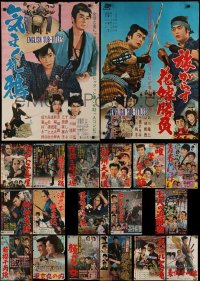 4h0679 LOT OF 19 FORMERLY TRI-FOLDED JAPANESE B2 POSTERS 1950s-1960s country of origin movies!