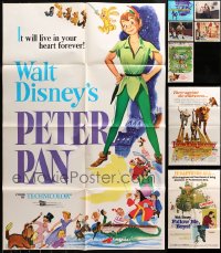 4h0140 LOT OF 9 FOLDED WALT DISNEY POSTERS & LOBBY CARDS 1960s-1970s animated & live action movies!