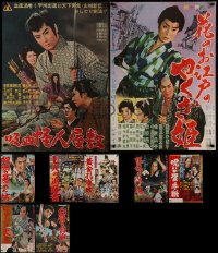 4h0694 LOT OF 9 FORMERLY TRI-FOLDED JAPANESE B2 POSTERS 1950s-1960s country of origin movies!