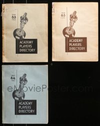4h0953 LOT OF 3 1952 ACADEMY PLAYERS DIRECTORY SOFTCOVER BOOKS 1952 filled with information!