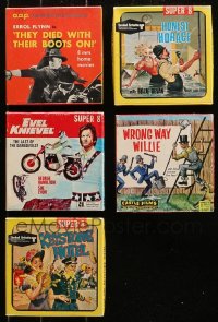 4h0017 LOT OF 5 8MM FILMS 1950s-1970s Evel Knievel, They Died With Their Boots On & more!