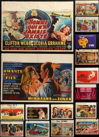 4h0775 LOT OF 20 MOSTLY FORMERLY FOLDED HORIZONTAL BELGIAN POSTERS 1950s-1970s cool movie images!