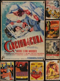 4h0127 LOT OF 9 FOLDED MEXICAN MISCELLANEOUS POSTERS 1950s-1970s art for a variety of movies!