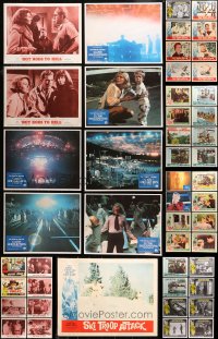 4h0217 LOT OF 49 LOBBY CARDS 1940s-1980s mostly complete sets from a variety of different movies!
