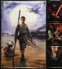 4h0857 LOT OF 72 UNFOLDED FORCE AWAKENS 23X34 COMMERCIAL POSTERS 2015 all with cool artwork!