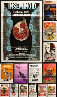 4h0864 LOT OF 29 FORMERLY TRI-FOLDED MOSTLY 27X41 ONE-SHEETS 1970s-1980s cool movie images!