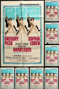 4h0111 LOT OF 9 FOLDED ARABESQUE ONE-SHEETS 1966 Robert McGinnis art of Gregory Peck & Sophia Loren!