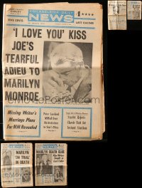 4h0029 LOT OF 5 MARILYN MONROE DEATH NEWSPAPERS 1962 front page headlines from that tragic day!