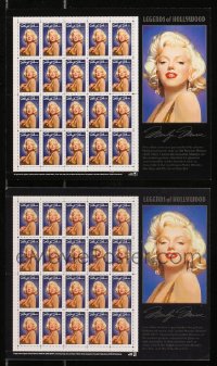 4h0011 LOT OF 2 MARILYN MONROE STAMP SHEETS 1995 Legends of Hollywood, a total of 40 stamps!