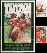 4h0115 LOT OF 5 FOLDED ONE-SHEETS FROM TARZAN MOVIES 1950s-1980s a variety of great images!