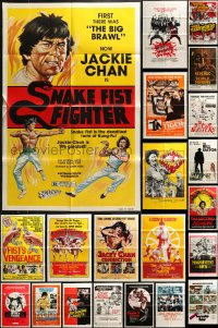4h0059 LOT OF 62 FOLDED KUNG FU ONE-SHEETS 1970s-1980s great images from martial arts movies!