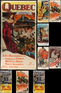 4h0362 LOT OF 9 FOLDED GLUED OR TAPED THREE-SHEETS 1940s-1950s images from a variety of movies!