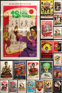 4h0073 LOT OF 47 FOLDED KUNG FU ONE-SHEETS 1970s-1980s great images from martial arts movies!