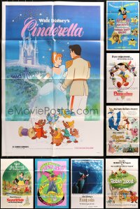 4h0101 LOT OF 14 FOLDED WALT DISNEY ONE-SHEETS 1960s-1990s animated & live action movies!