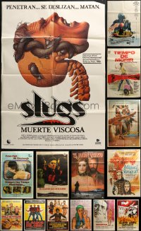 4h0815 LOT OF 16 FORMERLY FOLDED SPANISH POSTERS 1960s-1980s images from a variety of movies!