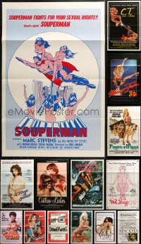 4h0915 LOT OF 18 FORMERLY TRI-FOLDED SEXPLOITATION 27X41 ONE-SHEETS 1970s-1980s sexy images!