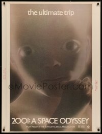 4j0348 2001: A SPACE ODYSSEY 30x40 R1974 Stanley Kubrick, c/u of star child, the ultimate trip!