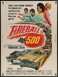 4j0363 FIREBALL 500 30x40 1966 Frankie Avalon & sexy Annette Funicello, cool stock car racing art!