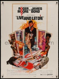 4j0372 LIVE & LET DIE West Hemi 30x40 1973 McGinnis art of Moore as Bond & sexy girls on tarot cards