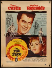 4j0382 RAT RACE 30x40 1960 Debbie Reynolds & Tony Curtis will do anything to get to the top!