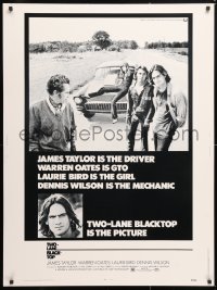 4j0395 TWO-LANE BLACKTOP 30x40 1971 James Taylor is the driver, Warren Oates is GTO, Laurie Bird