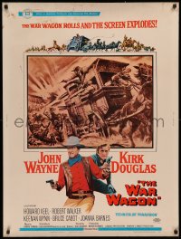 4j0396 WAR WAGON 30x40 1967 cowboys John Wayne & Kirk Douglas, western artwork, ultra rare!