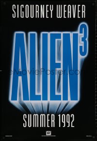 4j0712 ALIEN 3 int'l teaser DS 1sh 1992 Sigourney Weaver, 3 times the danger, different design!