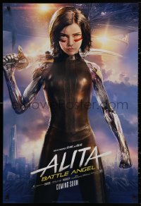 4j0716 ALITA: BATTLE ANGEL style B int'l teaser DS 1sh 2019 image of the CGI character with sword!