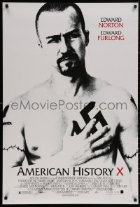 4j0721 AMERICAN HISTORY X DS 1sh 1998 Edward Norton & Edward Furlong as skinhead neo-Nazis!