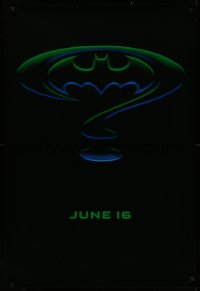 4j0748 BATMAN FOREVER teaser DS 1sh 1995 Kilmer, Kidman, cool question mark & bat symbol design!