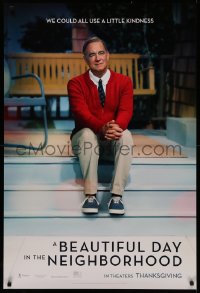 4j0751 BEAUTIFUL DAY IN THE NEIGHBORHOOD teaser 1sh 2019 Tom Hanks as Mr. Rogers in red sweater!
