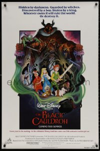 4j0762 BLACK CAULDRON advance 1sh 1985 first Walt Disney CG, cool fantasy art by Paul Wenzel!