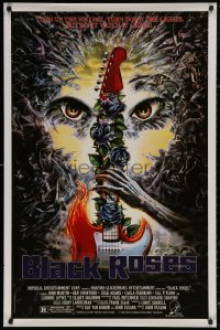 4j0766 BLACK ROSES 1sh 1988 John Fasano, wild artwork of monsters & guitar!