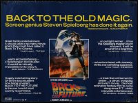 4j0127 BACK TO THE FUTURE British quad 1985 Drew art of Michael J. Fox & Delorean, rare!