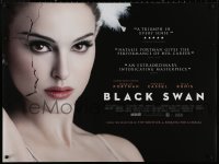 4j0131 BLACK SWAN DS British quad 2010 cracked ballet dancer Natalie Portman over black background!