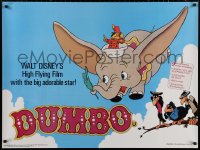 4j0139 DUMBO British quad R1980s colorful art from Walt Disney circus elephant classic!