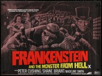 4j0142 FRANKENSTEIN & THE MONSTER FROM HELL British quad 1974 Hammer horror, art of killer monster!