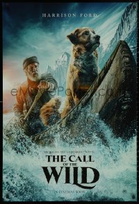 4j0783 CALL OF THE WILD int'l teaser DS 1sh 2020 Jack London, image of Harrison Ford & dog on canoe!