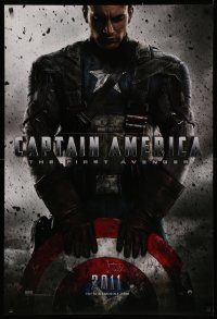 4j0785 CAPTAIN AMERICA: THE FIRST AVENGER int'l teaser DS 1sh 2011 Chris Evans holding his shield!